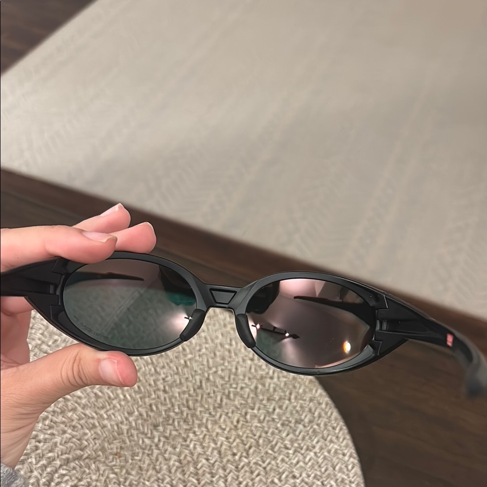 Oakley Eye Jacket Black Sunglasses with Orange-Red Mirrored Lenses - Picture 7 of 8
